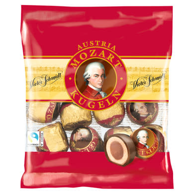 Victor Schmidt Mozartkugeln marcipánnal és nugátkrémmel töltött csokoládé praliné
