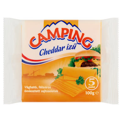Camping Cheddar ízű vágható, félzsíros ömlesztett sajtszeletek 5 db