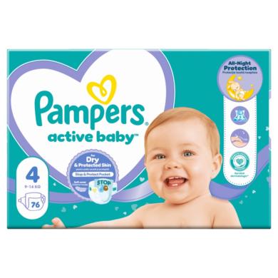 Pampers Active Baby Pelenka, Méret: 4, 76 db, 9kg-14kg