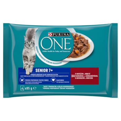 Purina One Senior 7+ teljes értékű állateledel 7 éves és idősebb macskák számára 4 x  (340 g)