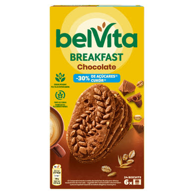 Belvita kakaós, gabonás, omlós keksz csokoládédarabokkal 6 x 50 g