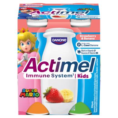 Danone Actimel Kids zsírszegény eper-banánízű joghurtital B6- és D-vitaminnal 4 x  (400 g)