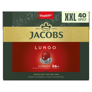 Jacobs Lungo 6 Classico őrölt-pörkölt kávé kapszulában 40 db