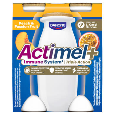 Danone Actimel+ őszibarack- és maracujaízű zsírszegény joghurtalapú ital 4 x  (400 g)