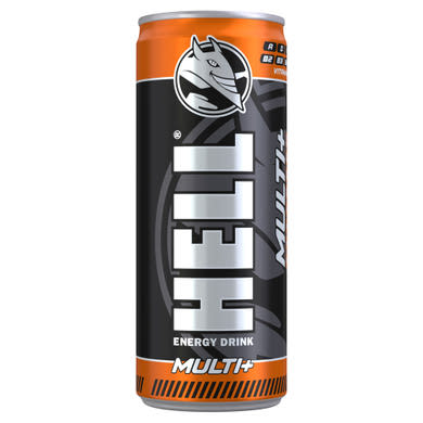 HELL Multi+ vegyes gyümölcsízű koffeintartalmú, szénsavas, alkoholmentes ital