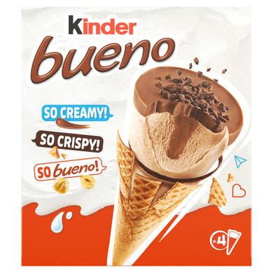 Kinder Bueno Classic mogyorós jégkrém mogyorós töltelékkel ostyatölcsérben 4 db, 360 ml /