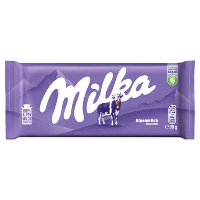 Milka alpesi tej felhasználásával készült tejcsokoládé