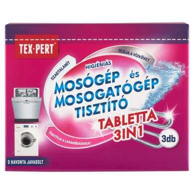 Tex-Pert 3in1 higiéniás mosógép és mosogatógép tisztító tabletta