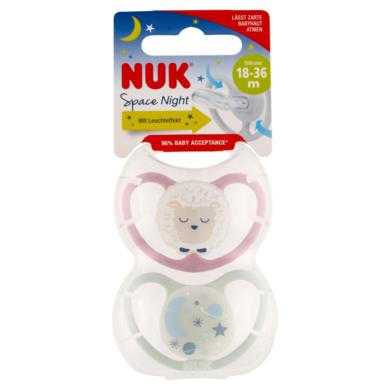 Nuk Space Night szilikon altatócumi, 18-36 hónapos korig, lány