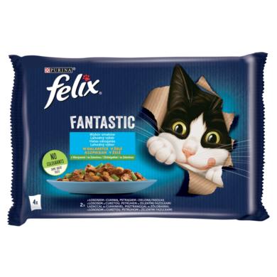 Felix Fantastic Lazaccal/Pisztránggal aszpikban nedves macskaeledel 4 x (340 g)
