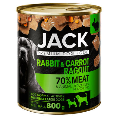 Jack Premium teljes értékű eledel felnőtt kutyák minden fajtája számára nyúlhússal és répával