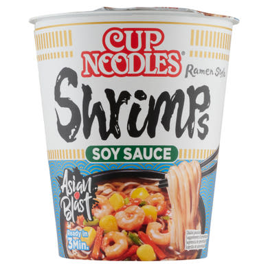 Nissin Cup Noodles instant tésztaleves, garnélarák ízesítéssel ázsiai módra