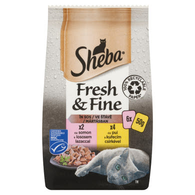 Sheba Fresh & Fine teljes értékű nedves eledel felnőtt macskáknak 6 x  (300 g)
