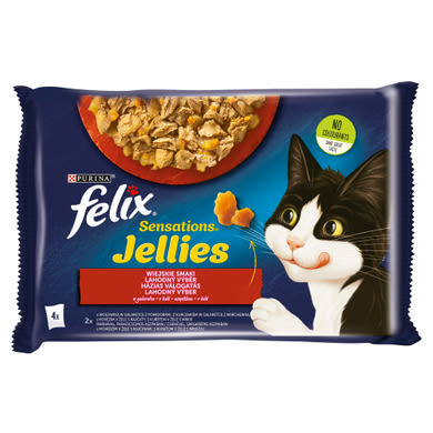Felix Sensations Jellies Házias Válogatás aszpikban nedves macskaeledel 4 x  (340 g)