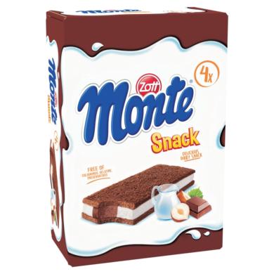 Zott Monte Snack tejes, csokoládés-mogyorós krémmel töltött sütemény 4 x  (116 g)