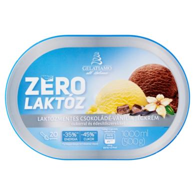 Gelatiamo Zero laktózmentes csokoládé-vanília jégkrém cukorral és édesítőszerekkel