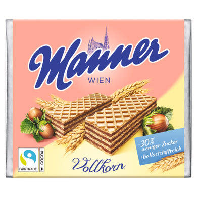Manner mogyorókrémmel töltött teljes kiőrlésű lisztből készült ropogós ostyaszelet