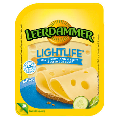 Leerdammer Lightlife félkemény félzsíros szeletelt sajt
