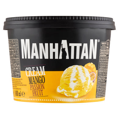 Manhattan tejszínes jégkrém és mangó-marakuja szorbé