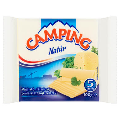 Camping natúr vágható, félzsíros ömlesztett sajtszeletek 5 db