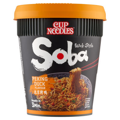 Nissin Cup Noodles Soba instant tészta búzalisztből pekingi kacsa ízű szósszal