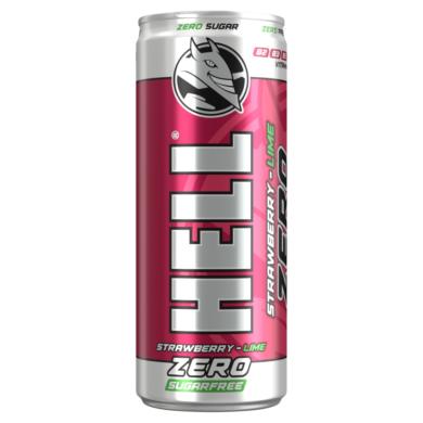 HELL Zero Strawberry szénsavas energiaital édesítőszerekkel