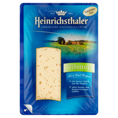 Heinrichsthaler Tilsiti zsíros, félkemény, szeletelt, laktózmentes sajt