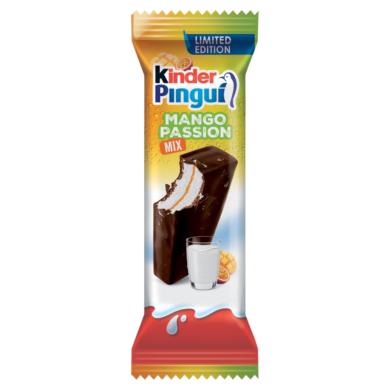 Kinder Pingui tejes krémmel és mangós-maracujás készítménnyel töltött sütemény