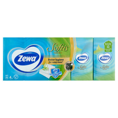 Zewa Softis Protect illatosított papírzsebkendő 4 rétegű 10 x 9 db