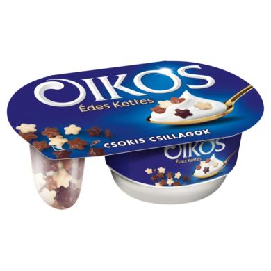 Danone Oikos Édes Kettes édesített joghurt vaníliaízű, csokoládéval bevont gabonacsillagokkal