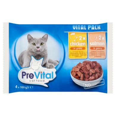 PreVital teljes értékű állateledel felnőtt macskák számára csirkével és lazaccal 4 x