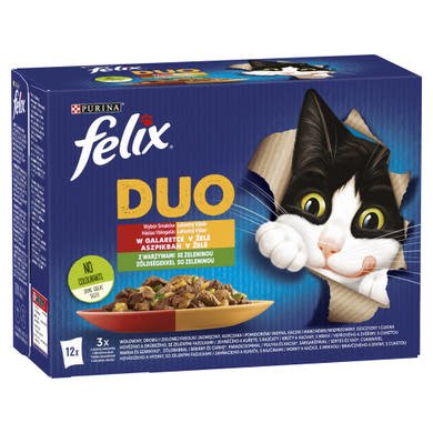 Felix Fantastic Duo Házias Válogatás zöldséggel aszpikban nedves macskaeledel 12 x