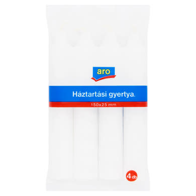 Aro fehér háztartási gyertya 150 x 25 mm 4 db