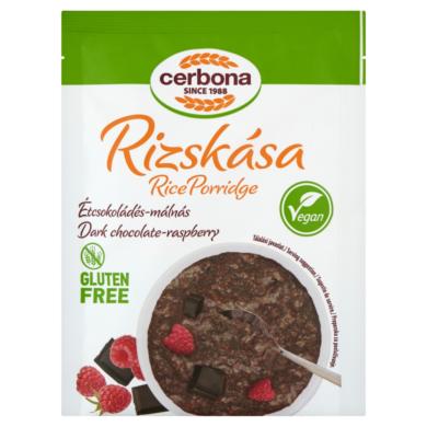 Cerbona Vegan gluténmentes, étcsokoládés rizskása málnával