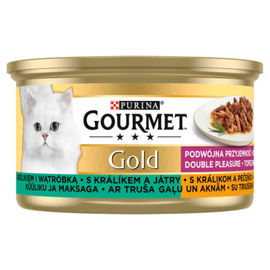 Gourmet Gold Duó Élmény nyúllal és májjal nedves macskaeledel