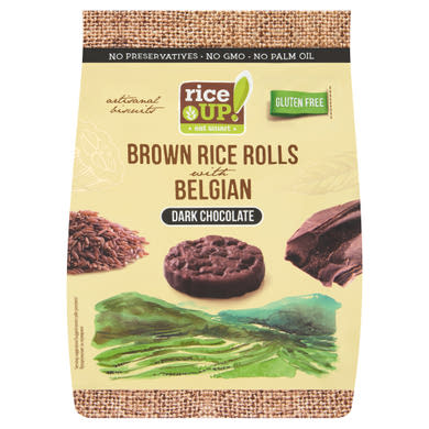 RiceUp! Eat Smart teljes kiőrlésű barna rizs snack étcsokoládéval
