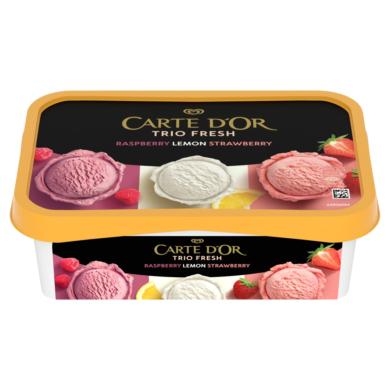 Carte D'Or Trio Fresh málnás jégkrém, citromos jégkrém és epres jégkrém