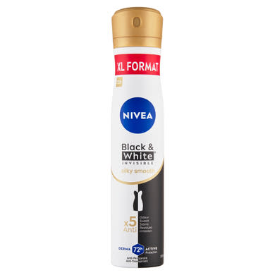 NIVEA, Női deo spray, izzadasgátló, Black&White Silky Smooth, 5 in 1,