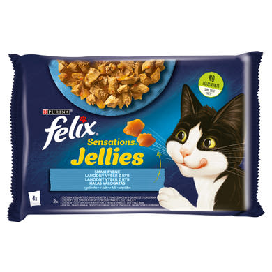 Felix Sensations Jellies Halas Válogatás aszpikban nedves macskaeledel 4 x  (340 g)