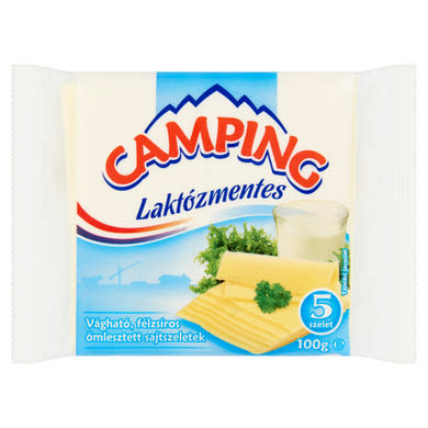 Camping laktózmentes vágható, félzsíros ömlesztett sajtszeletek 5 db