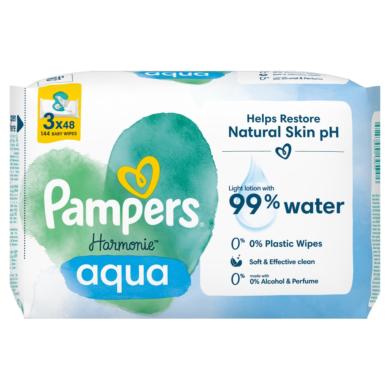 Pampers Harmonie Aqua nedves baba törlőkendő 3x48 db