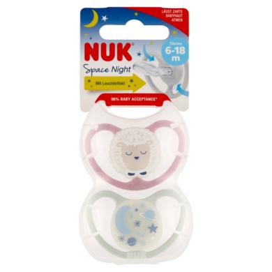 Nuk Space Night szilikon altatócumi, 6-18 hónapos korig, lány