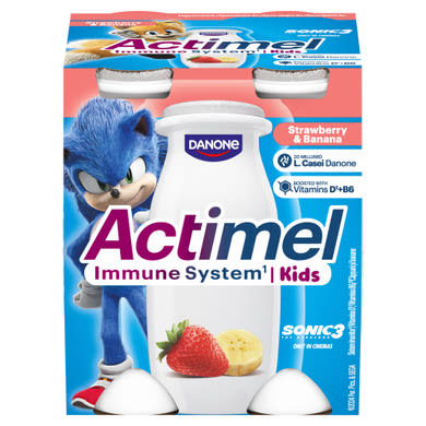 Danone Actimel Kids zsírszegény eper-banánízű joghurtital B6- és D-vitaminnal 4 x  (400 g)