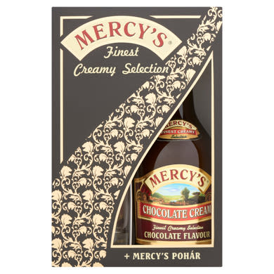 Mercy's Finest csokoládé ízű tejszínes alkoholos ital díszdoboz + pohár 14,5% 0,7 l