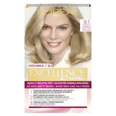 L'Oréal Paris Excellence krémes, tartós hajfesték 9.nagyon világos hamvaszszőke