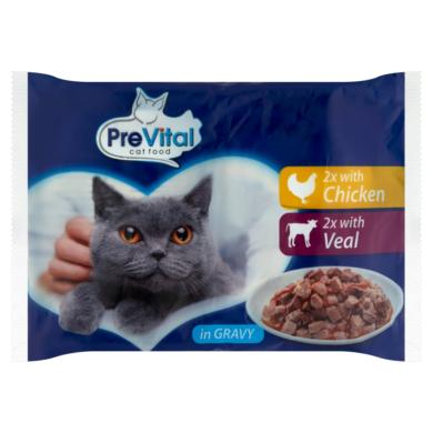 PreVital teljes értékű állateledel felnőtt macskák számára szószban 4 x