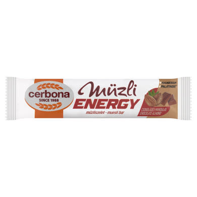Cerbona Energy csokoládés-mandulás müzliszelet, magnéziummal