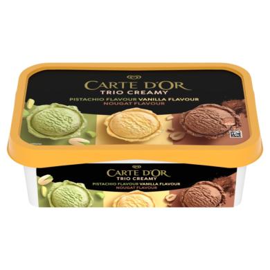 Carte D'Or Trio Creamy pisztácia jégkrém, vanília ízű jégkrém és mogyorónugát ízű jégkrém