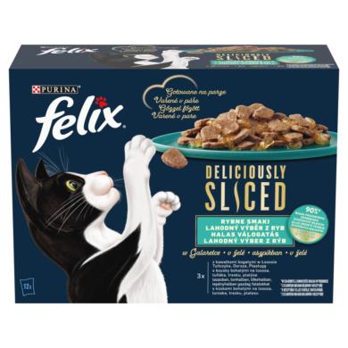 Felix Deliciously Sliced halas válogatás aszpikban nedves macskaeledel 12 x 85
