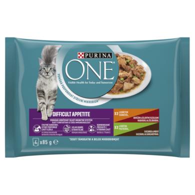 Purina One Difficult Appetite teljes értékű állateledel felnőtt macskák számára 4 x  (340 g)